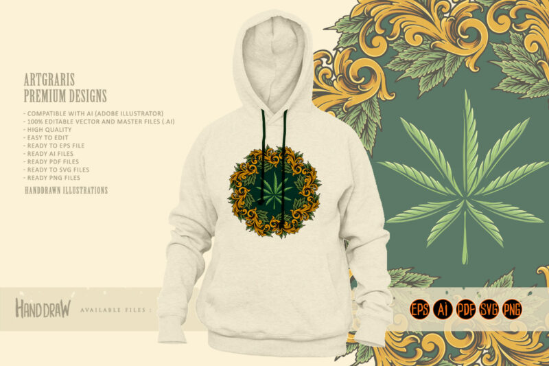 Classic luxury weed mandala ornament