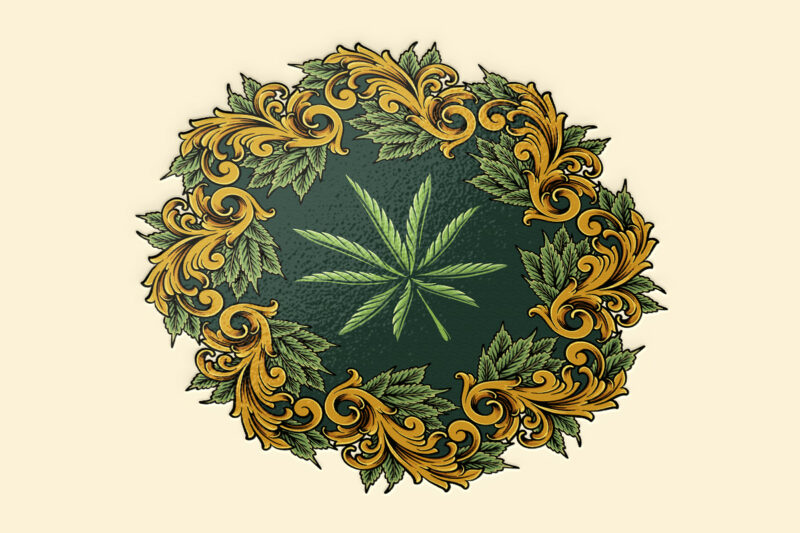 Classic luxury weed mandala ornament