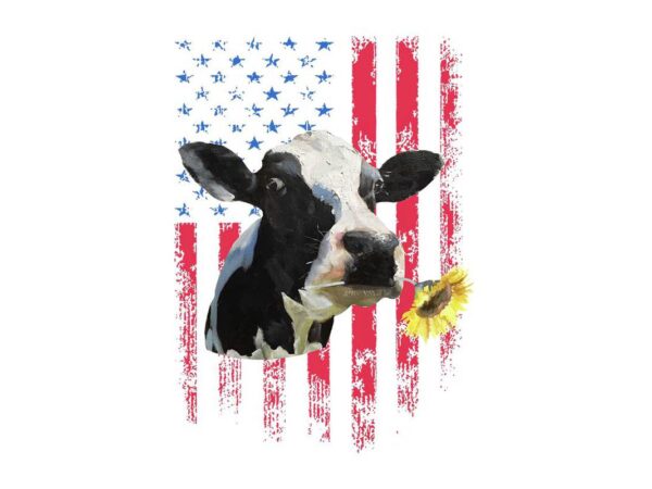 American cow sunflower tshirt design