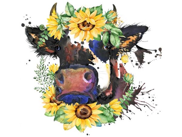 Cow sunflower monogram tshirt design