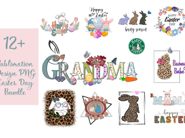 12+ sublimation design png easter day bundle diy crafts, happy easter day svg files for cricut, bunny silhouette files, leopard pattern rabbit cameo htv prints