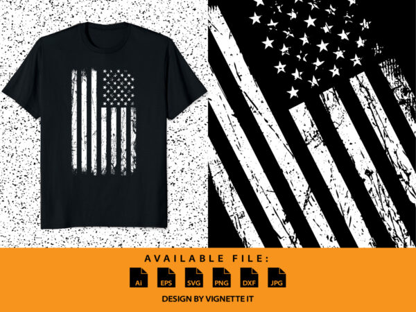 American flag, usa flag, destroyed flag t shirt design, us flag illustration