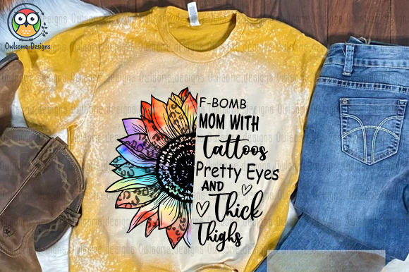 F-bomb mom with tattoos t-shirt design