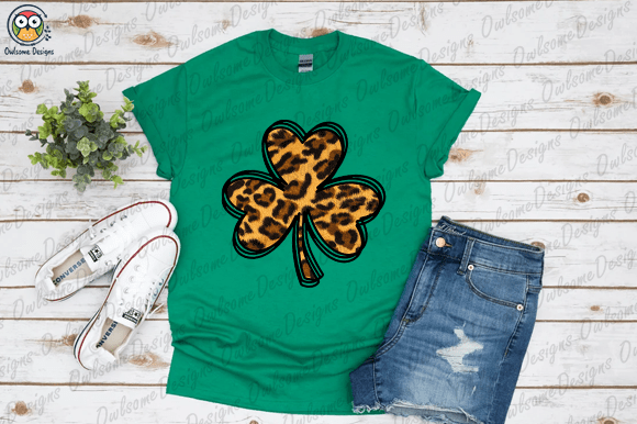 Leopard four-leaf clover t-shirt design