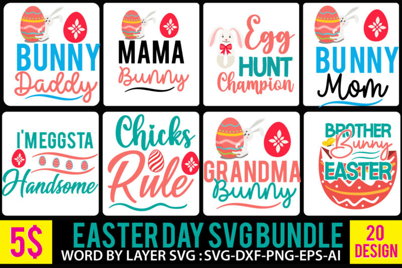 Easter Day T Shirt Design Bundle,Easter Day Svg Bundle, Easter Vector Tshirt Design, Easter Day Svg Cut File Bundle