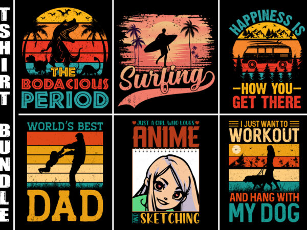 Retro vintage sunset t-shirt design bundle