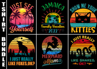 Retro Vintage Sunset T-Shirt Design Bundle