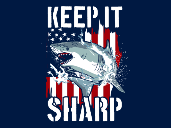 Shark and american flag t shirt template vector