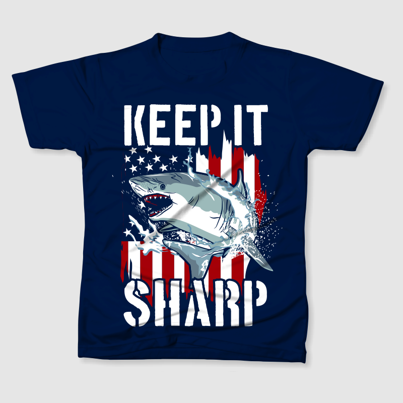 SHARK AND AMERICAN FLAG