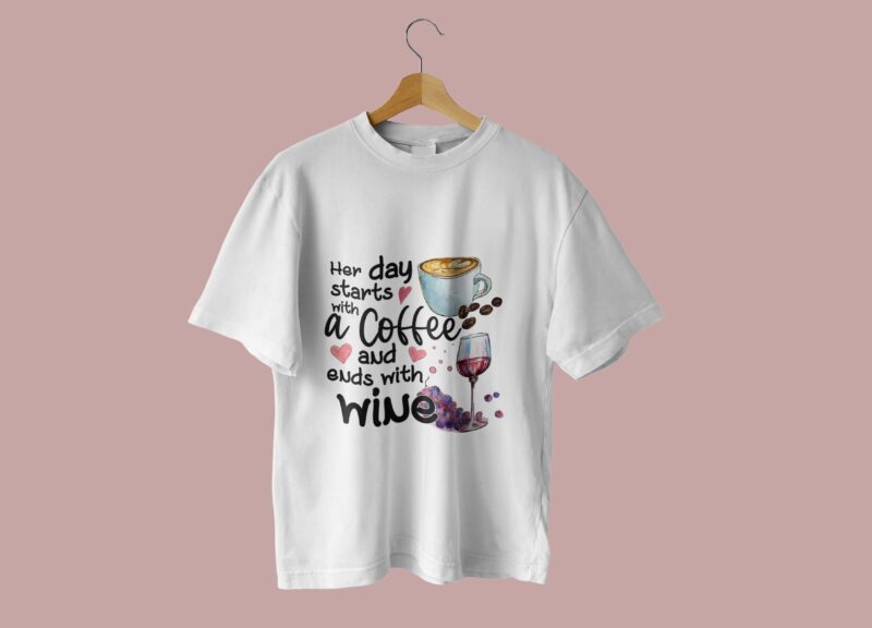 Her Day Starts With A Coffee Tshirt Design