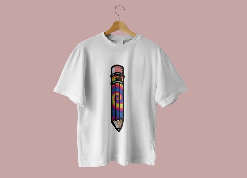 Vibrant Rainbow Tie Dye Pencil Tshirt Design