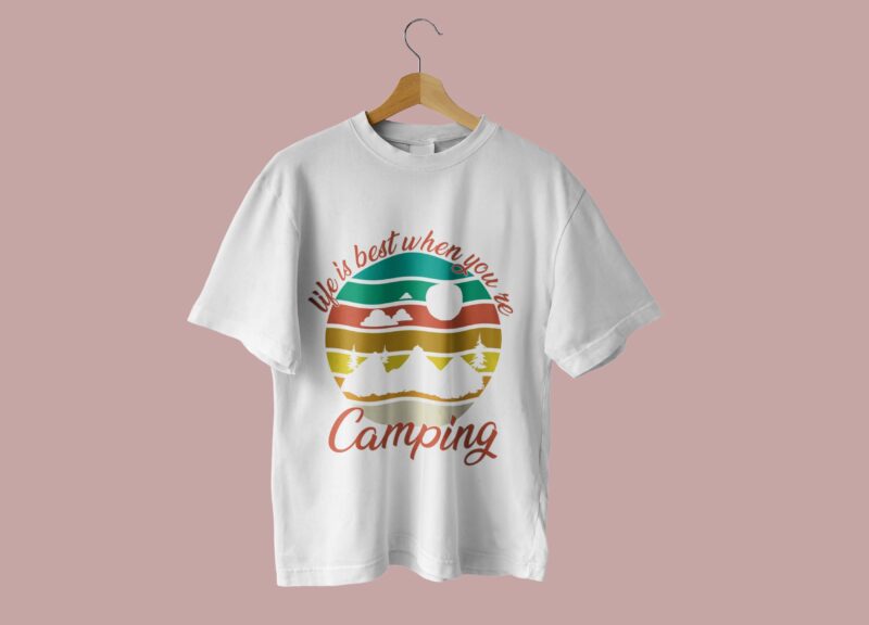 Retro Camping In The Forest Tshirt Design