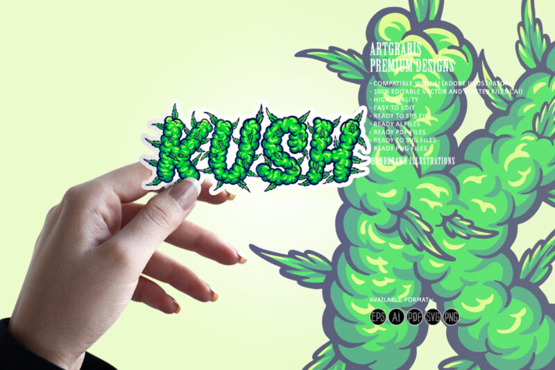 Word lettering kush smoke ornate SVG