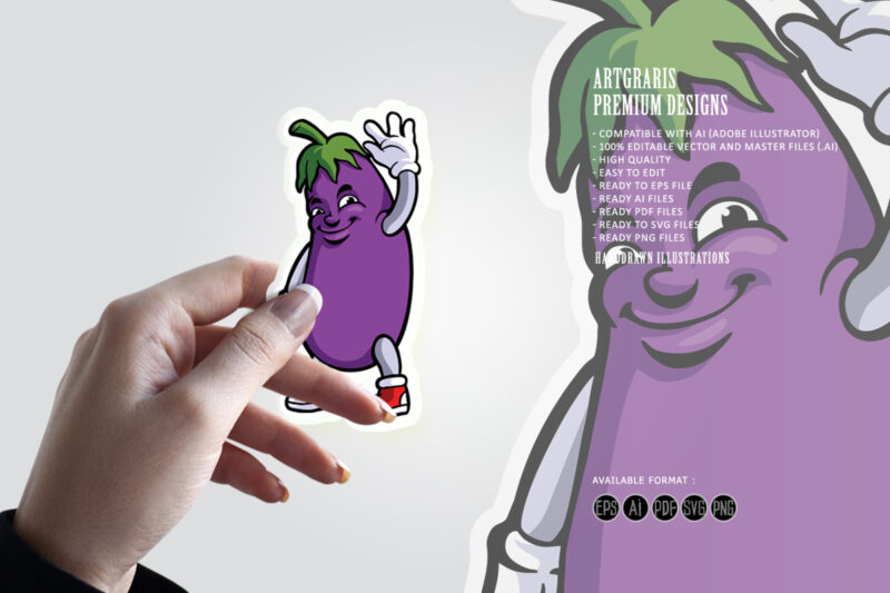 Funny eggplant logo mascot illustrations