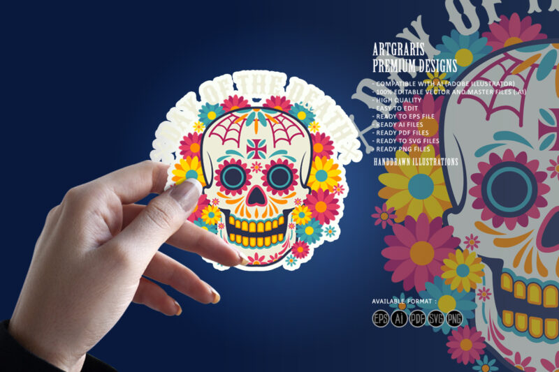 Head skull day of the dead illustrations