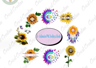 Sunflower , 8 Sublimation Png Sunflower Bundle Clipart Diy Crafts,Sunflower Bundle Png Files , Sunflower Pattern Silhouette Files, Sunflower Art Cameo Htv Prints