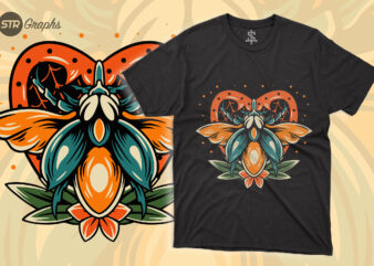 Beetle – Retro Illustration t shirt template