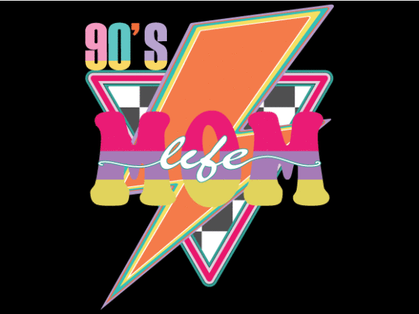 90s mom life lightning tshirt design