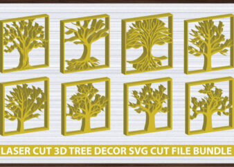 Laser Cut 3d Tree Decor Svg Cut File Bundle t shirt vector graphic