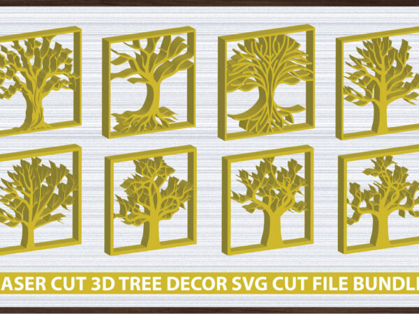 Laser cut 3d tree decor svg cut file bundle t shirt vector graphic