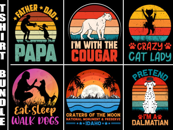 Vintage retro sunset t-shirt design bundle