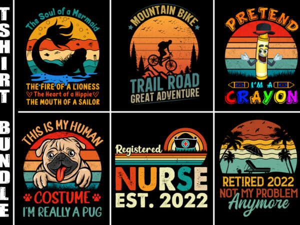 Vintage retro sunset t-shirt design bundle