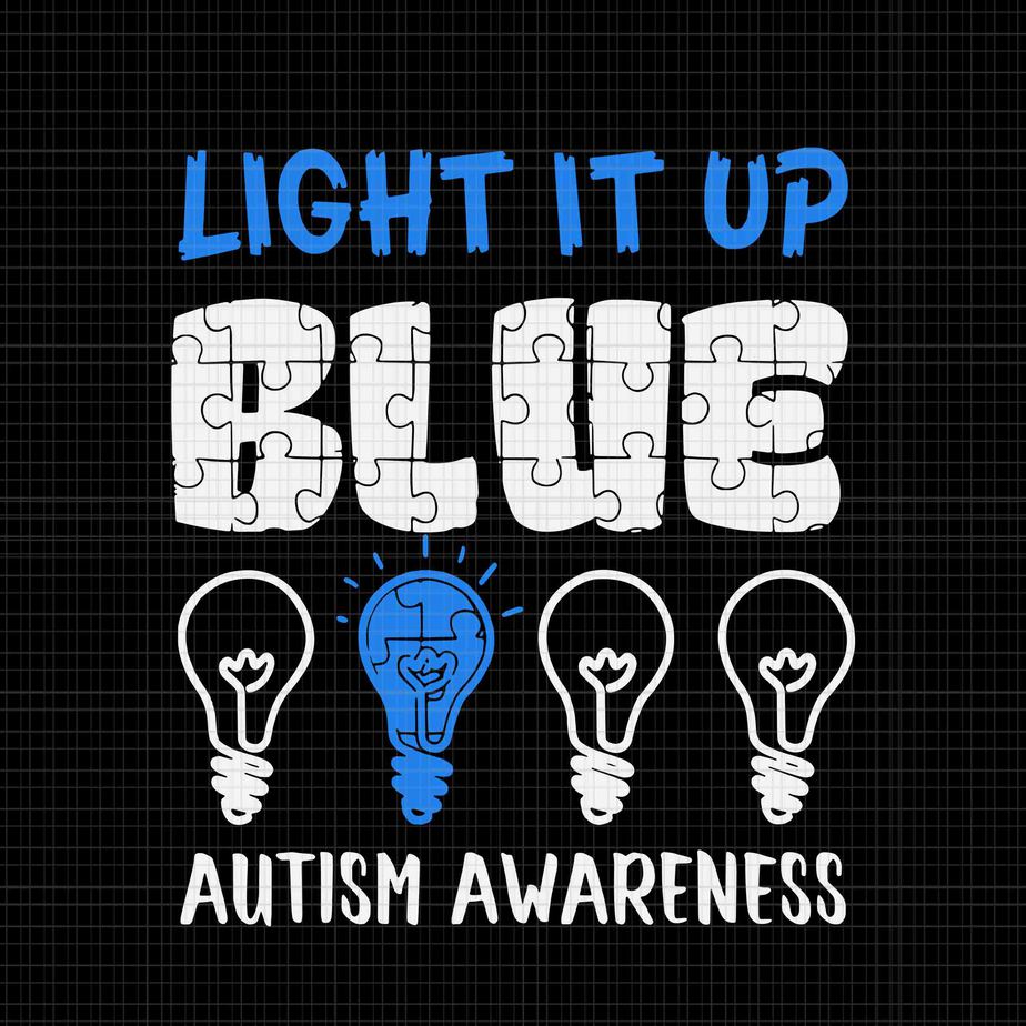 Light It Up Blue Svg, Puzzle Heartbeat Autism Awareness Svg, Autism ...