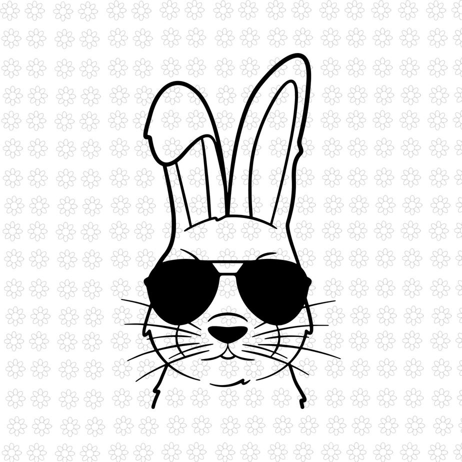 Easter Day Bunny Face With Sunglasses Svg, Easter Day Svg, Bunny Svg ...