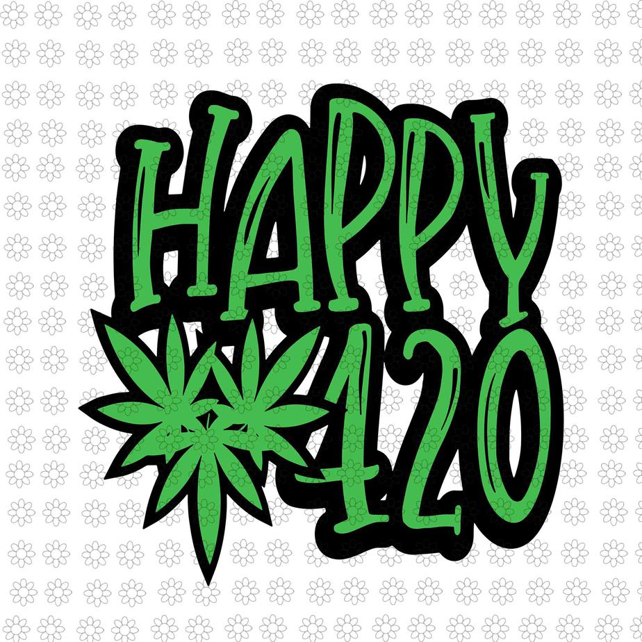 Happy 420 Lettering Typography Design Cannabis Stock Vector