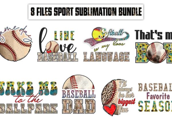 8 files sport sublimation bundle diy crafts, baseball svg files for cricut, softball language silhouette files, leopard pattern cameo htv prints