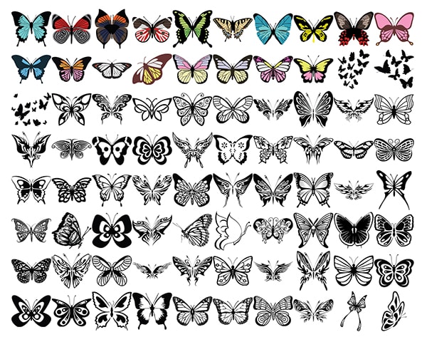 160 Combo Butterfly Silhouette SVG, Butterfly Clipart Bundle, Butterfly Svg cut files for Cricut, Svg Designs. Png