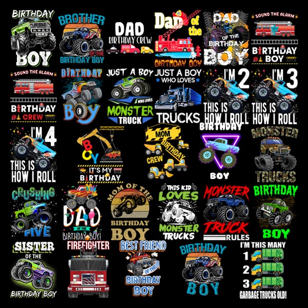 28 Monster Truck Png, Boy Monster Truck Birthday png, Matching Family ...
