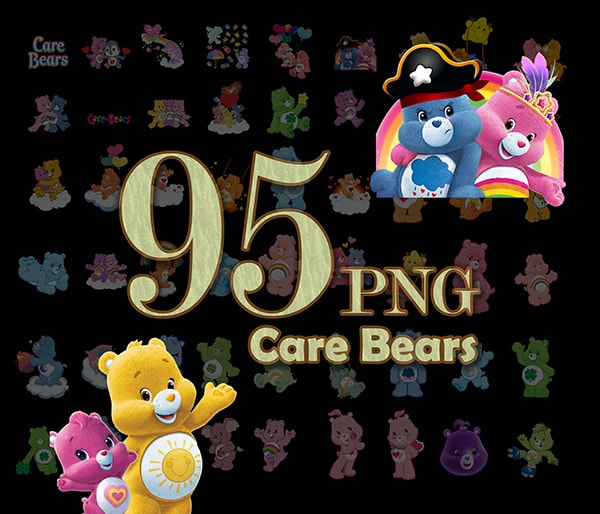 95PNG Care Bears ClipArt- PNG Images 300dpi Digital, Clip Art, Instant Download, Graphics transparent background Scrapbook, PNG