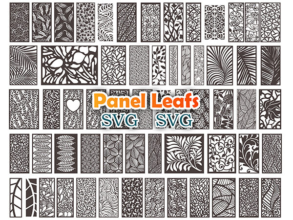 Svg panel leafs collection, vector files, for laser cut, cnc, digital files cdr, dxf, eps, svg, ai, plt. leafs set. black friday sale. png