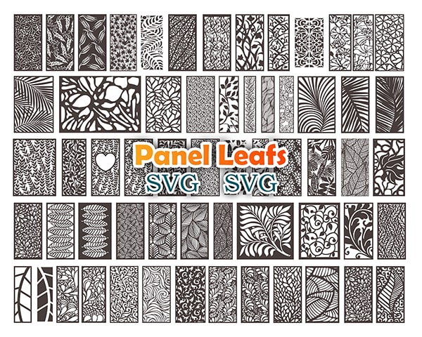 SVG Panel Leafs collection, Vector files, for laser cut, cnc, digital files CDR, dxf, eps, svg, ai, plt. Leafs set. Black friday sale. PNG