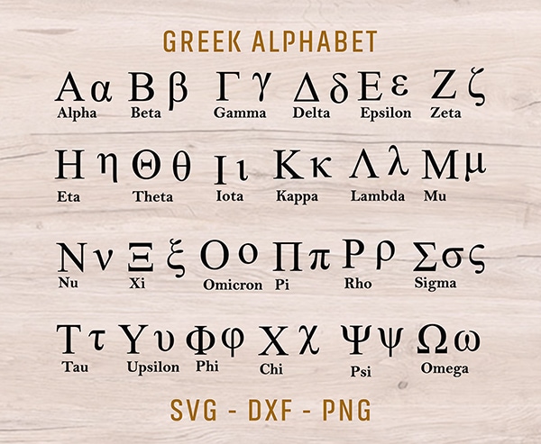 Design GREEK ALPHABET SVG Files, Greek Alphabet Clipart, Greek Alphabet Svg Files for Cricut. Png