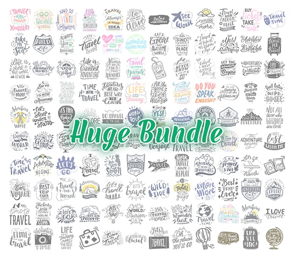 Huge Bundle +150 Cut File SVG,PNG, travel lettering Adventure time, Love to travel, camping, photography, Hello summer, beach SVG