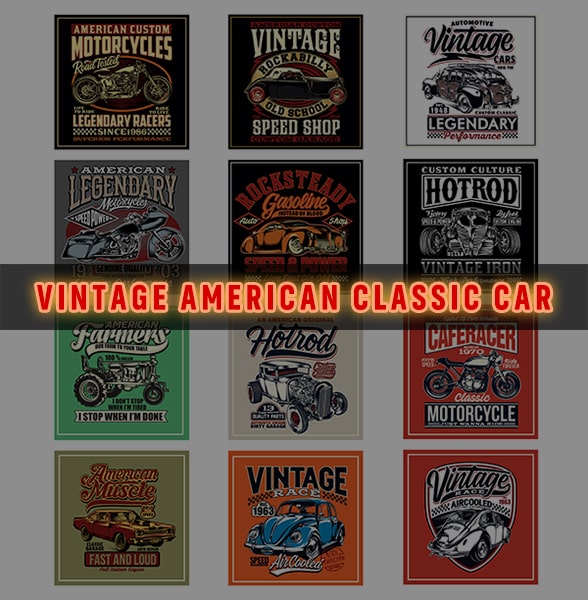 Car hot rod drift roadster vintage American classic car posters – Digital file, SVG Cdr EPS clip art silhouette designs, digital download