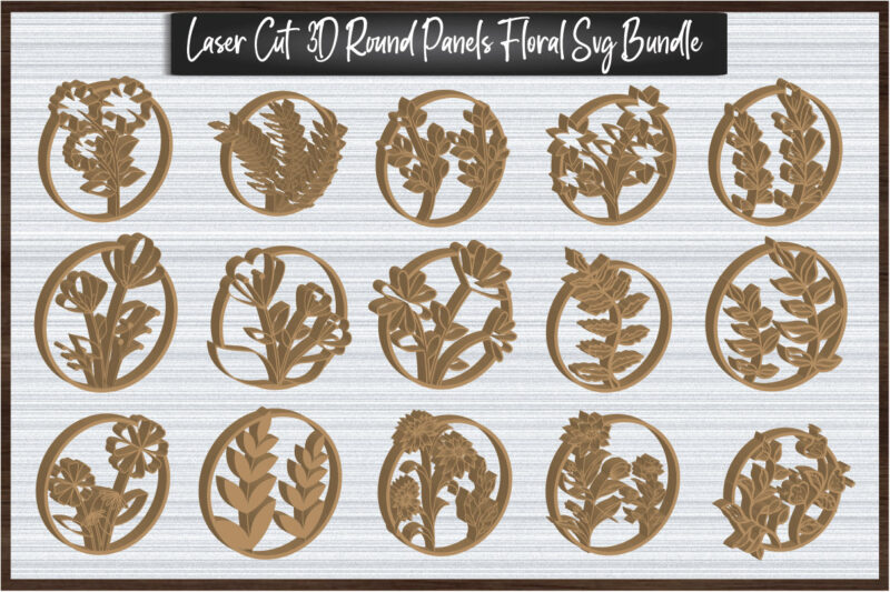 Laser Cut 3D Round Panels Floral Svg Bundle