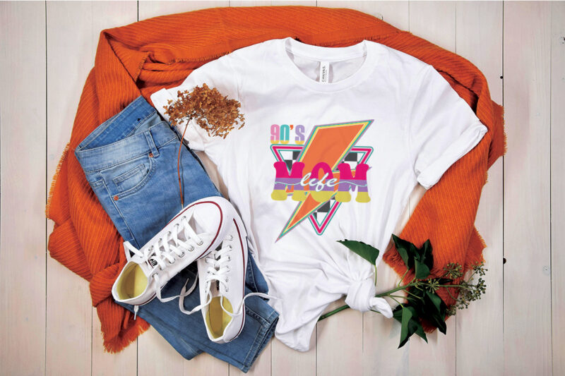 90s Mom Life Lightning Tshirt Design