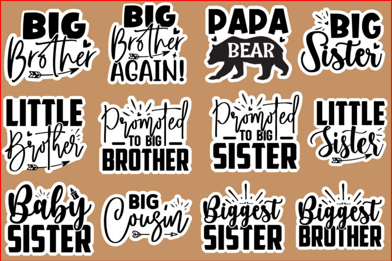 Brother AND Sister stickers SVG Design Bundle