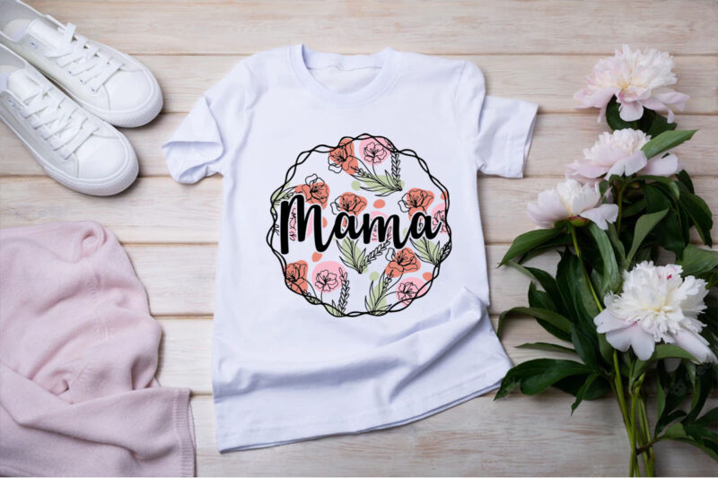 Mama Floral Monogram Tshirt Design