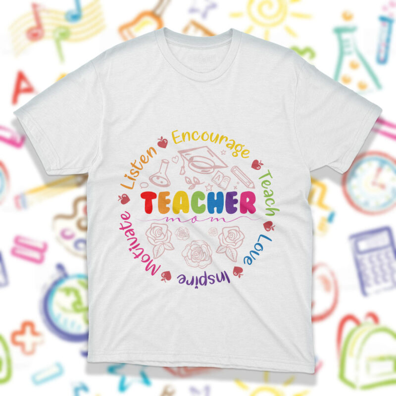 Teacher Mom Word Art SVG PNG Design, Teachers Day Tshirt Designs