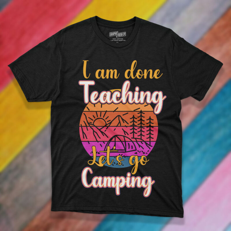 Retro Teacher Camping Quotes SVG Designs, Teachers Day Graphic Tee Design