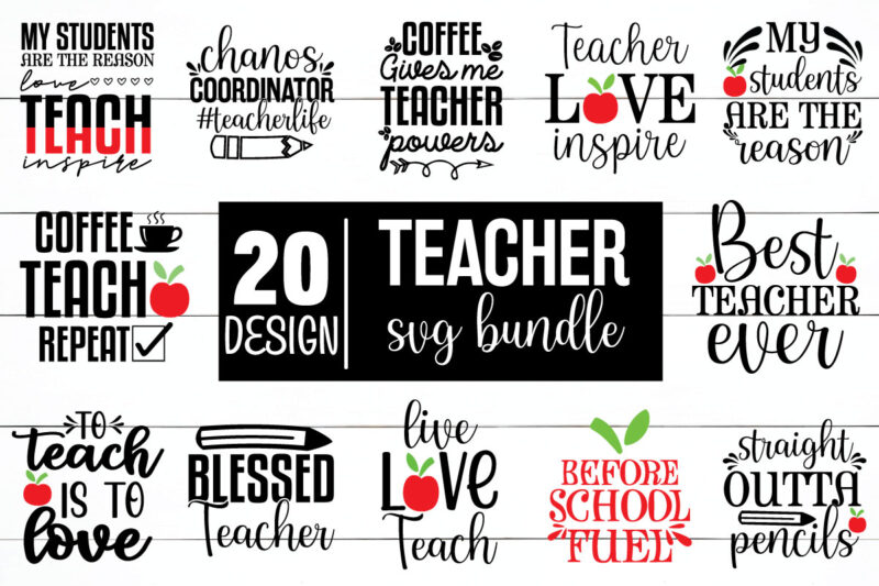 Teacher svg bundle t-shirt designs for sale