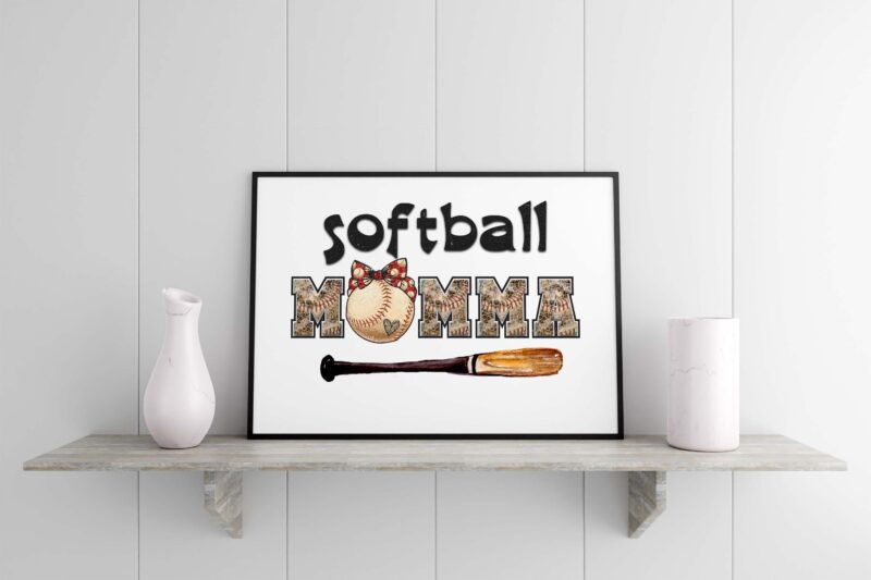 Softball Momma Sport Tshirt Design