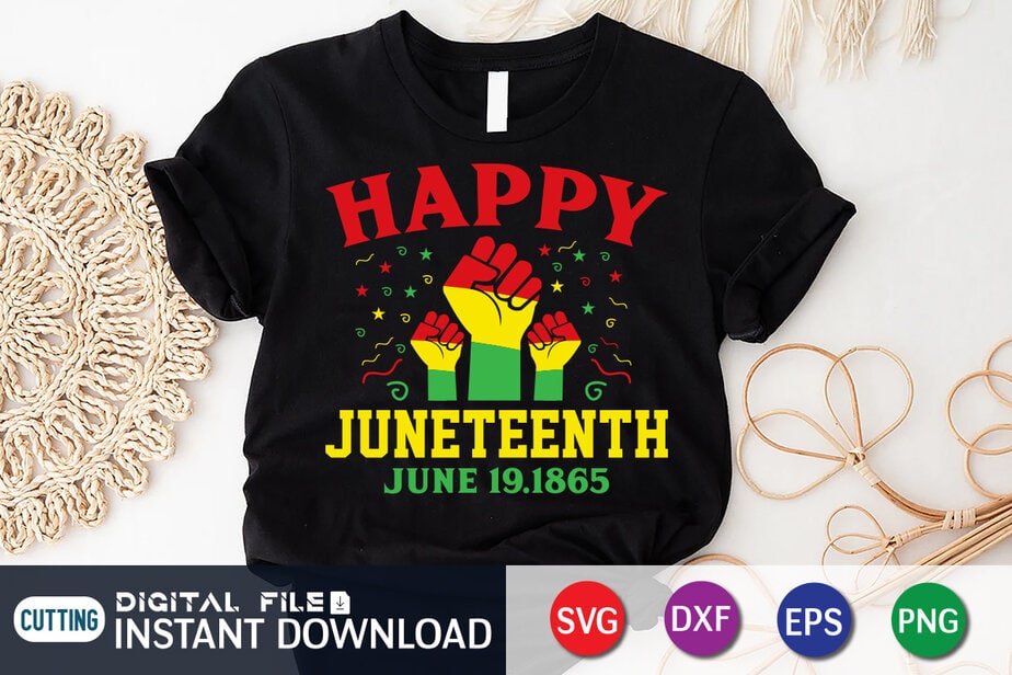Happy Juneteenth June 19.1865 T Shirt Vector Graphic - Buy t-shirt designs