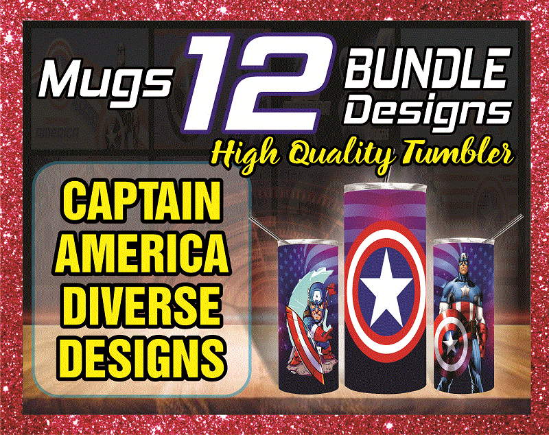 12 Tumber Bundle Captain America Diverse Designs, 20oz Skinny Straight Bundle, Template For Sublimation, Digital Download, Tumbler Digital 1014591399