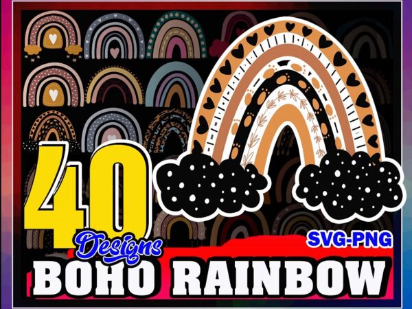 40 boho rainbow designs, rainbow svg/png, hand drawn rainbow svg, pastel rainbow, rainbow cricut files, rainbow vector, digital download 991641010