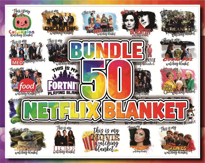 Bundle 50 Designs Netflix Blanket PNG, Hallmark Blanket, Christmas Blanket, Movie Blanket PNG, Sublimation Design, Digital Download 898004174